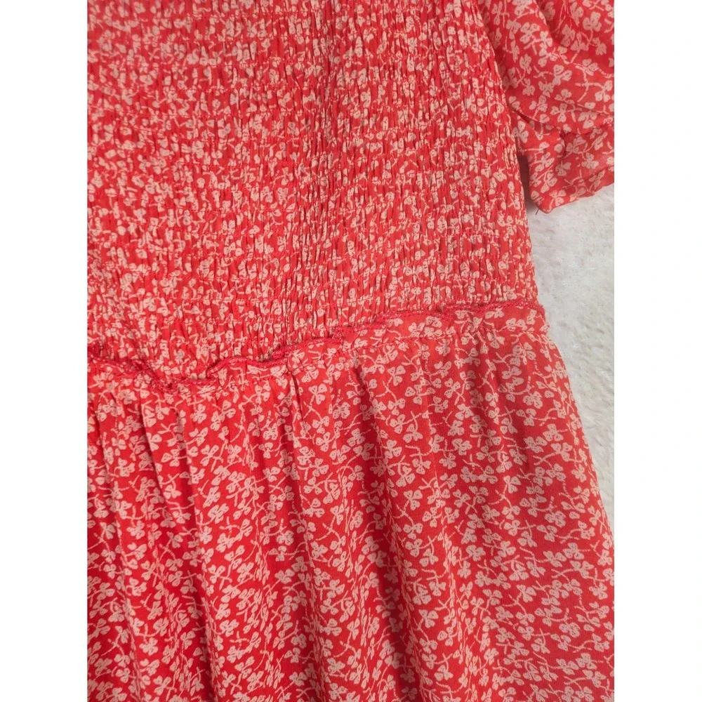 Hayden Girls Dress Girl's XL Red Floral Smocked Tiered Puff Sleeve